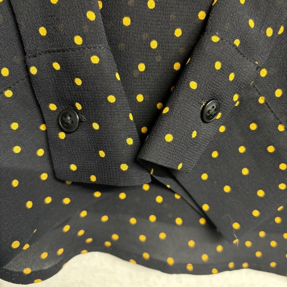 Reformation Blouse Violet L Polka Dot Button Down Long Sleeve Top Black Yellow - Picture 4 of 9